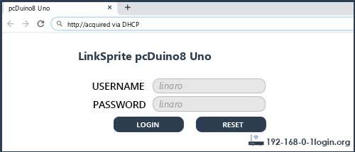 LinkSprite pcDuino8 Uno router default login