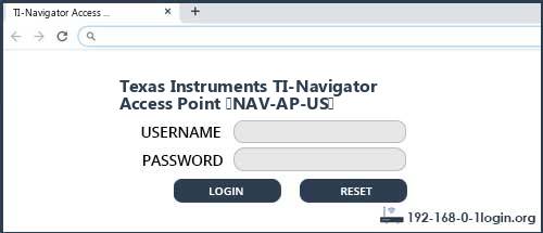 Texas Instruments TI-Navigator Access Point (NAV-AP-US) router default login
