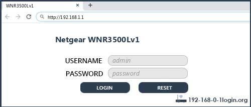 Netgear WNR3500Lv1 router default login