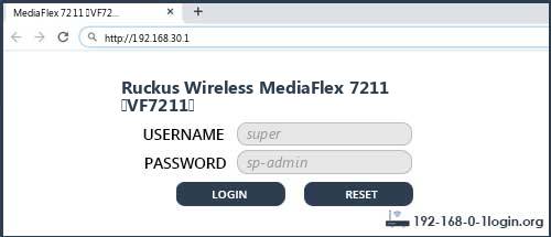 Ruckus Wireless MediaFlex 7211 (VF7211) router default login