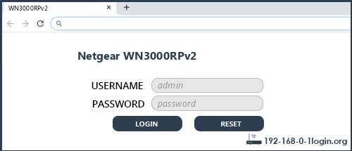 Netgear WN3000RPv2 router default login