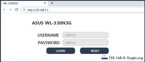 ASUS WL-330N3G router default login