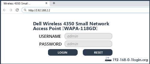 Dell Wireless 4350 Small Network Access Point (WAPA-118GD) router default login