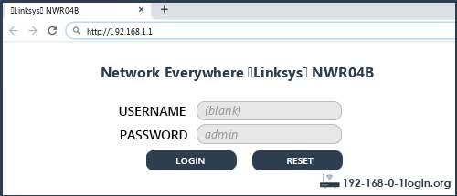Network Everywhere (Linksys) NWR04B router default login