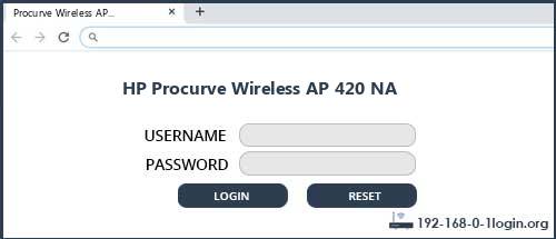 HP Procurve Wireless AP 420 NA router default login