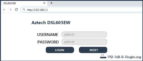 Aztech DSL605EW router default login