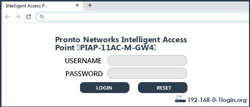 Pronto Networks Intelligent Access Point (PIAP-11AC-M-GW4) router default login