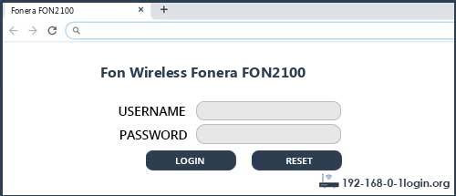 Fon Wireless Fonera FON2100 router default login