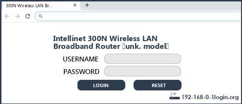 Intellinet 300N Wireless LAN Broadband Router (unk. model) router default login