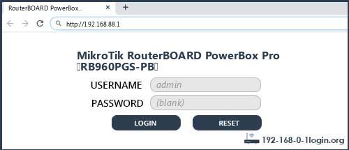 MikroTik RouterBOARD PowerBox Pro (RB960PGS-PB) router default login