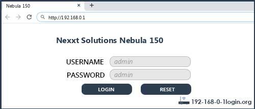 Nexxt Solutions Nebula 150 router default login