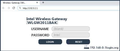 Intel Wireless Gateway (WLGW2011BAK) router default login