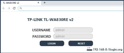 TP-LINK TL-WA830RE v2 router default login