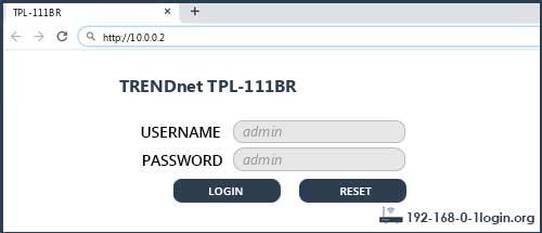 TRENDnet TPL-111BR router default login