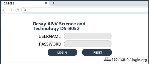 Desay A&V Science and Technology DS-B052 router default login