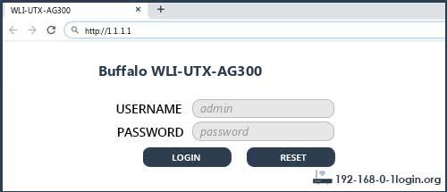 Buffalo WLI-UTX-AG300 router default login