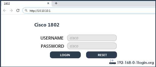 Cisco 1802 router default login