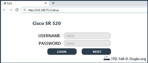 Cisco SR 520 router default login