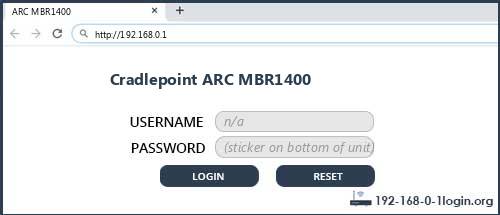 Cradlepoint ARC MBR1400 router default login