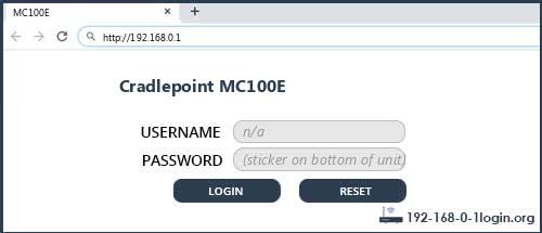 Cradlepoint MC100E router default login