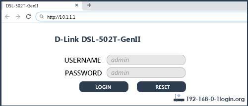 D-Link DSL-502T-GenII router default login