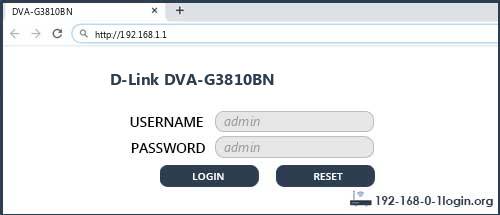 D-Link DVA-G3810BN router default login