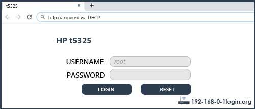 HP t5325 router default login