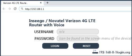 Inseego / Novatel Verizon 4G LTE Router with Voice router default login