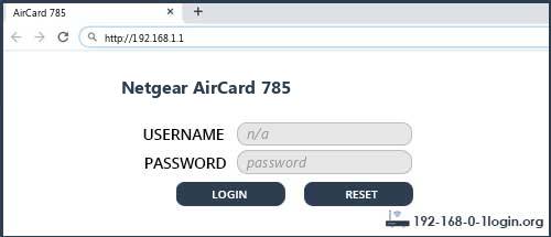 Netgear AirCard 785 router default login