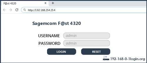 Sagemcom F@st 4320 router default login