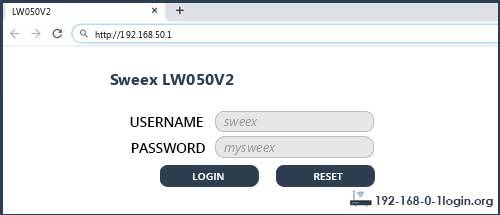 Sweex router router default login