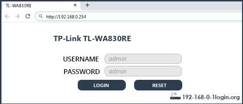 TP-Link TL-WA830RE router default login