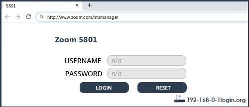 Zoom 5801 router default login