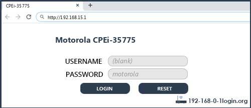 Motorola CPEi-35775 router default login