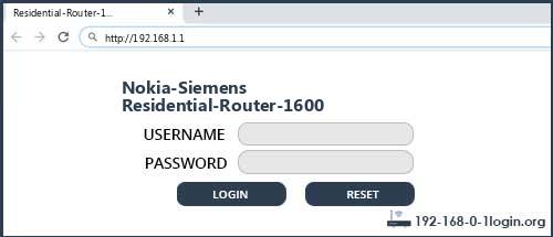 Nokia-Siemens Residential-Router-1600 router default login