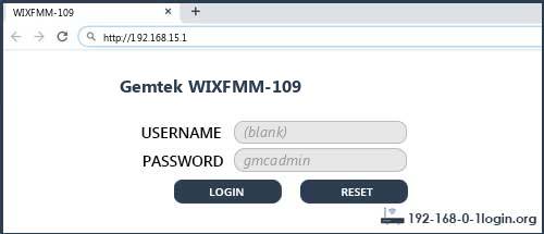 Gemtek WIXFMM-109 router default login