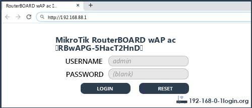 MikroTik RouterBOARD wAP ac (RBwAPG-5HacT2HnD) router default login