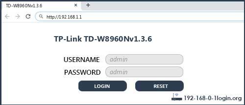 TP-Link TD-W8960Nv1.3.6 router default login