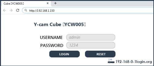Y-cam Cube (YCW005) router default login